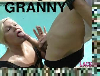 Exciting granny with big boobs gets her arse banged