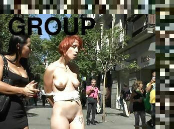 en-plein-air, public, hardcore, bdsm, cam, sexe-de-groupe, voyeur, esclave, rousse, fétiche