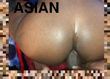asiático, ébona, mulher-madura, preto, rabo
