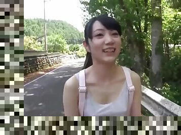 Rumorous braless girl in rural town