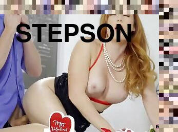 Mom takes her stepsons hard cock in her redhead pussy