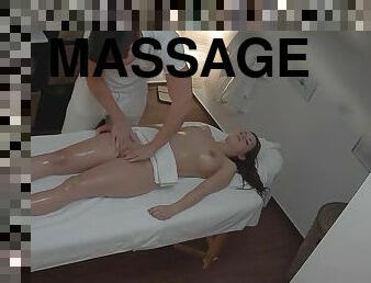 Hot brunette oiled massage