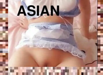 asiatisk, fitta-pussy, amatör, brudar, tonåring, slyna, söt, ensam