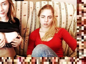 Naughty teen girls show boobs on webcam