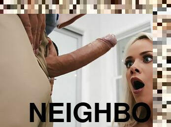 Creepy Next Door Neighbor With Huge Cock Keiran Freaks Her Out!