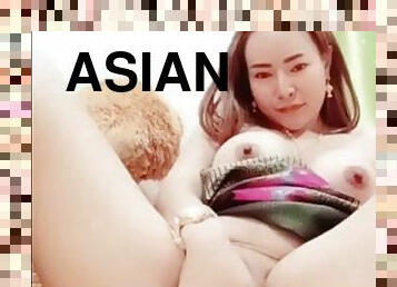 asiatisk, rumpe, store-pupper, onani, pussy, amatør, eldre, milf, mamma, thai