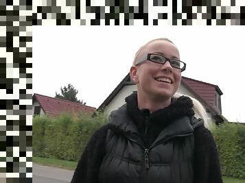 utomhus, publik, amatör, avsugning, sprut, blond, cash