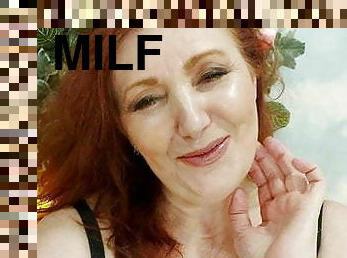 Funny ginger MILF talks about sexshop and toys