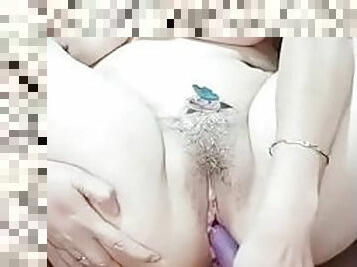 Kinky Tattooed Asian Toying Pussy on Webcam - big natural tits