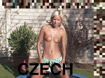 Czech blonde Boroka - small perky tits, super skinny teen