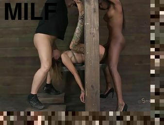 Fetish BDSM threesome hardcore: babes in bondage, facesitting