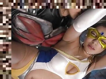 Hikari Sakuraba heroine pt 2 - big natural tits in Japanese group sex cosplay