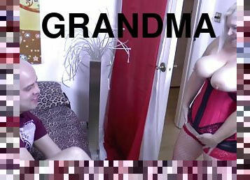 Stockinged fat grandma with big tits - Big tits