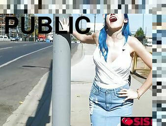 Kinky Jewelz Blu manage to cum in public - reality, outdoor flashing