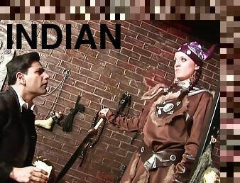 Half-naked Indian cutie gets a huge facial in the dungeon