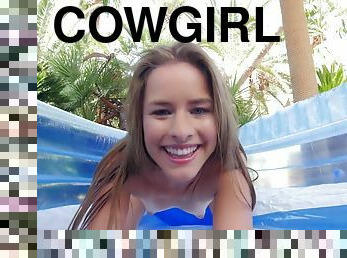 Lubed up reverse cowgirl POV riding and cocksucking with Lilly Ford