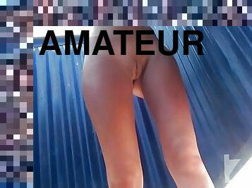 amateur, cam, plage, voyeur, chatte, rasé