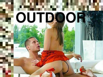 Arousing Having Sex with Desirable Sybil and Jake outdoors