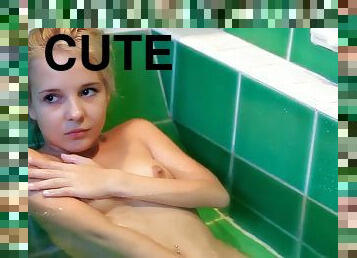 cute teen girl solo in the bathtub
