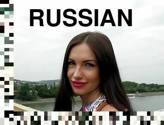 Russian Brunette Fucks Outdoors - Sasha Rose