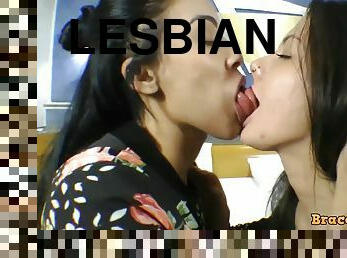 Sensual Deep Tongue Kissing Of Latina Lesbians