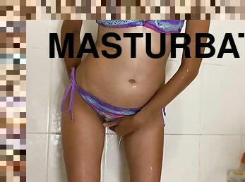 Masturbation in the shower, ass fucking - Little Nika