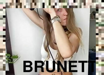 junge, kamera, allein, brunette