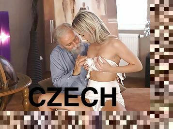 OLD4K. Czech girl cant stand carnal desires and has sex with old man