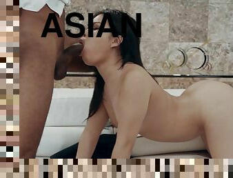 Cindy Starfall - Asian babe with perky tits in interracial hardcore