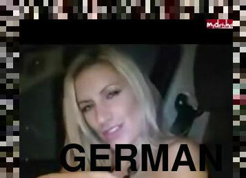 German babe has sex in the car