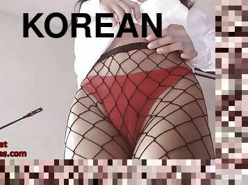 Tiny korean camgirl in sexy fishnet pantyhose