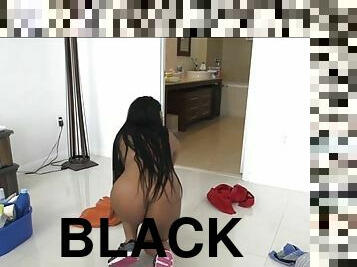 Nice black maid sucks a dick
