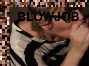 Quick blowjob behind the door