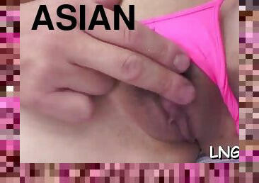 Asian hottie in lingerie cumshot