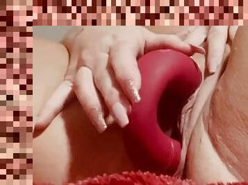 masturbation, fitta-pussy, kvinnligt-sprut, amatör, leksak, bbw, ensam, vått