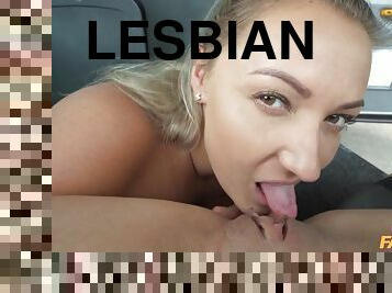 curvy big titted lesbian mom eats fresh pussy in car - reality