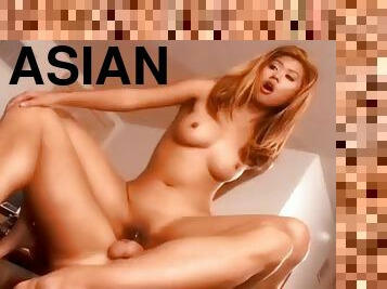 asiatisk, store-pupper, pussy, anal, hardcore, undertøy, rumpe-butt, massiv, tattoo