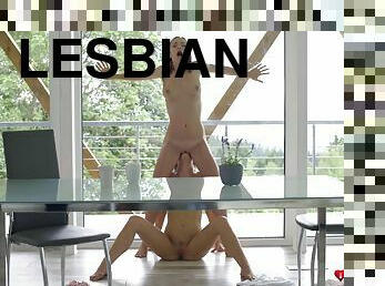 Aislin and Emylia Argan eating pussy by the window - erotic lesbian love