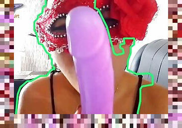 Saturno Squirt is the most beautiful Latin babe, she has a pink and open vagina, she gives a blowjob with a mask