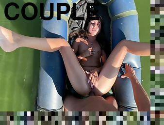 nudiste, en-plein-air, russe, anal, ejaculation-sur-le-corps, ados, couple, plage, point-de-vue, brunette