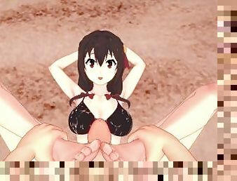 Yunyun Gives You a Footjob At The Beach! Konosuba Feet POV