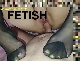 Foot fetish fuck her feet cum on stockings