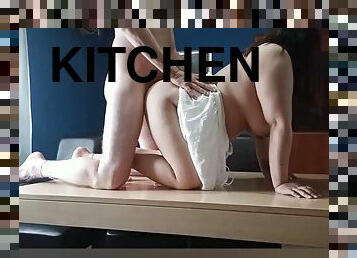 asia, isteri, gambarvideo-porno-secara-eksplisit-dan-intens, gemuk, dapur, bersetubuh