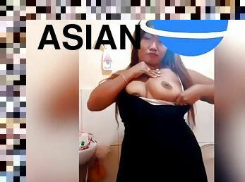 asiatisk, store-patter, anal, milf, fingering, i-ansigtet, smuk, røv-butt