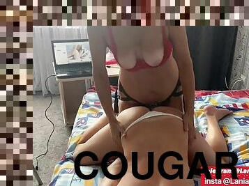 Cougar granny anal strapon sexy thong cum extraction prostate massage