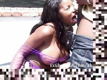Black mommy with huge tits fucked on the street