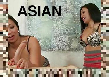 asiatisk, avsugning, milf, tonåring, mamma, trekant, söt, kuk