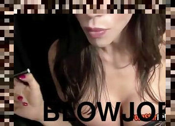 Ariella Ferrera smokes and gives a blowjob