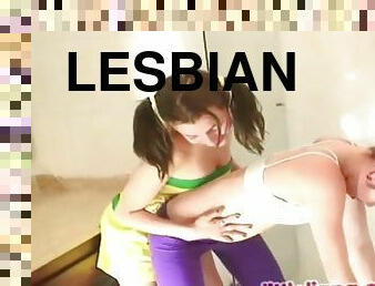 Little Liana rubs and fingers her lesbian friend
