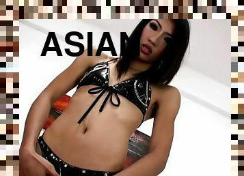 asiatisk, masturbation, thailändsk, underkläder, nätstrumpor, latex, läder, retande